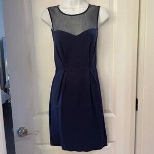 STELLA MCCARTNEY Navy Blue Illusion Mesh Panel Sheath Dress